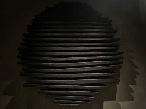 Arte de pared de yeso bohemio hecho a mano en relieve de gran tamaño "SHADOW Midnight" en negro