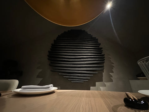 Arte de pared de yeso bohemio hecho a mano en relieve de gran tamaño "SHADOW Midnight" en negro