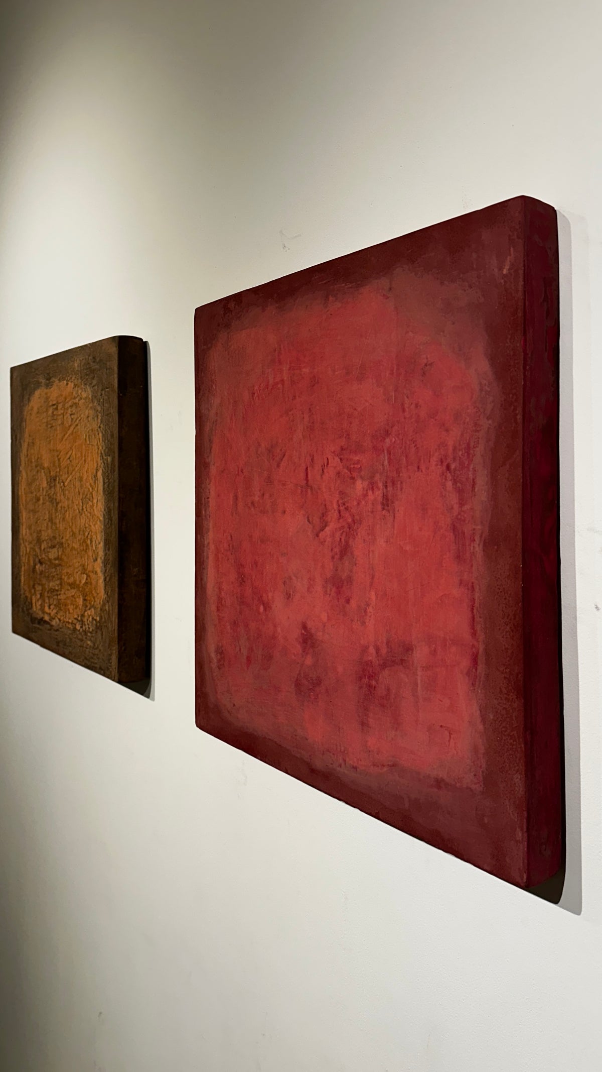 INSIDE OUT — Shades of Mauve, gallery white wall installation, mauve plaster relief