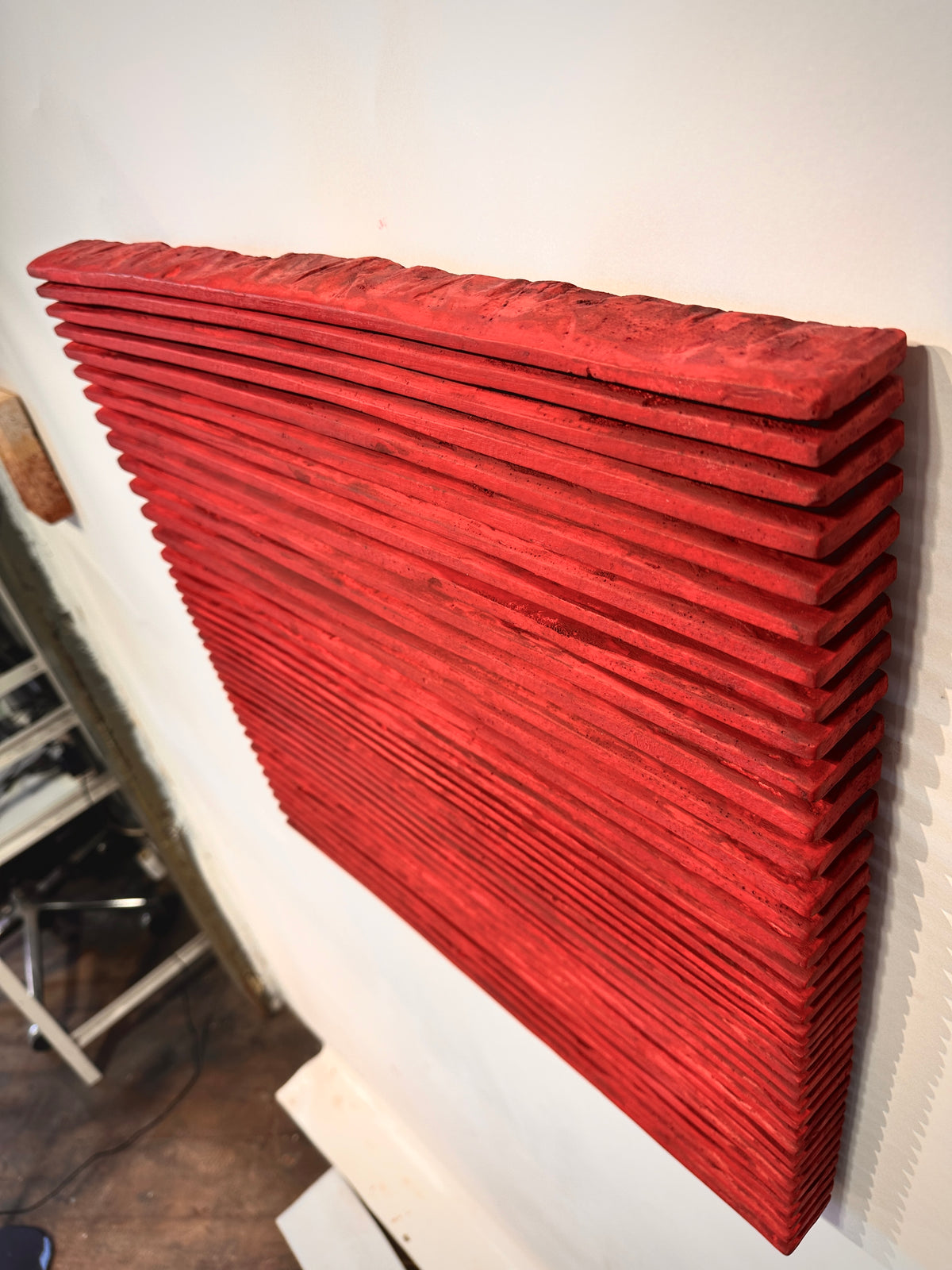 SHADOW — Crimson Study, perspective from below, ridge rhythm and textured top edge