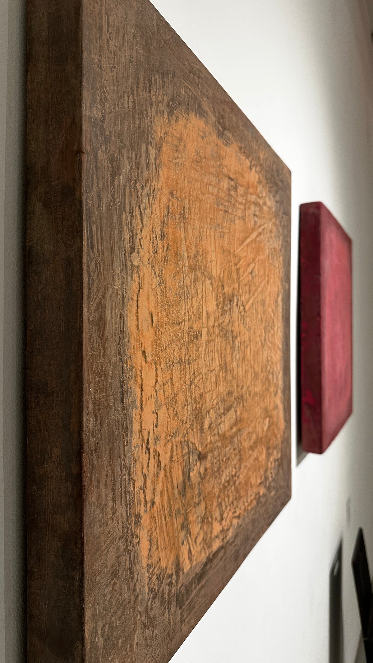 INSIDE OUT — Rusty Terracotta, large format, 36 x 48 inch wall installation view, SIZMARI