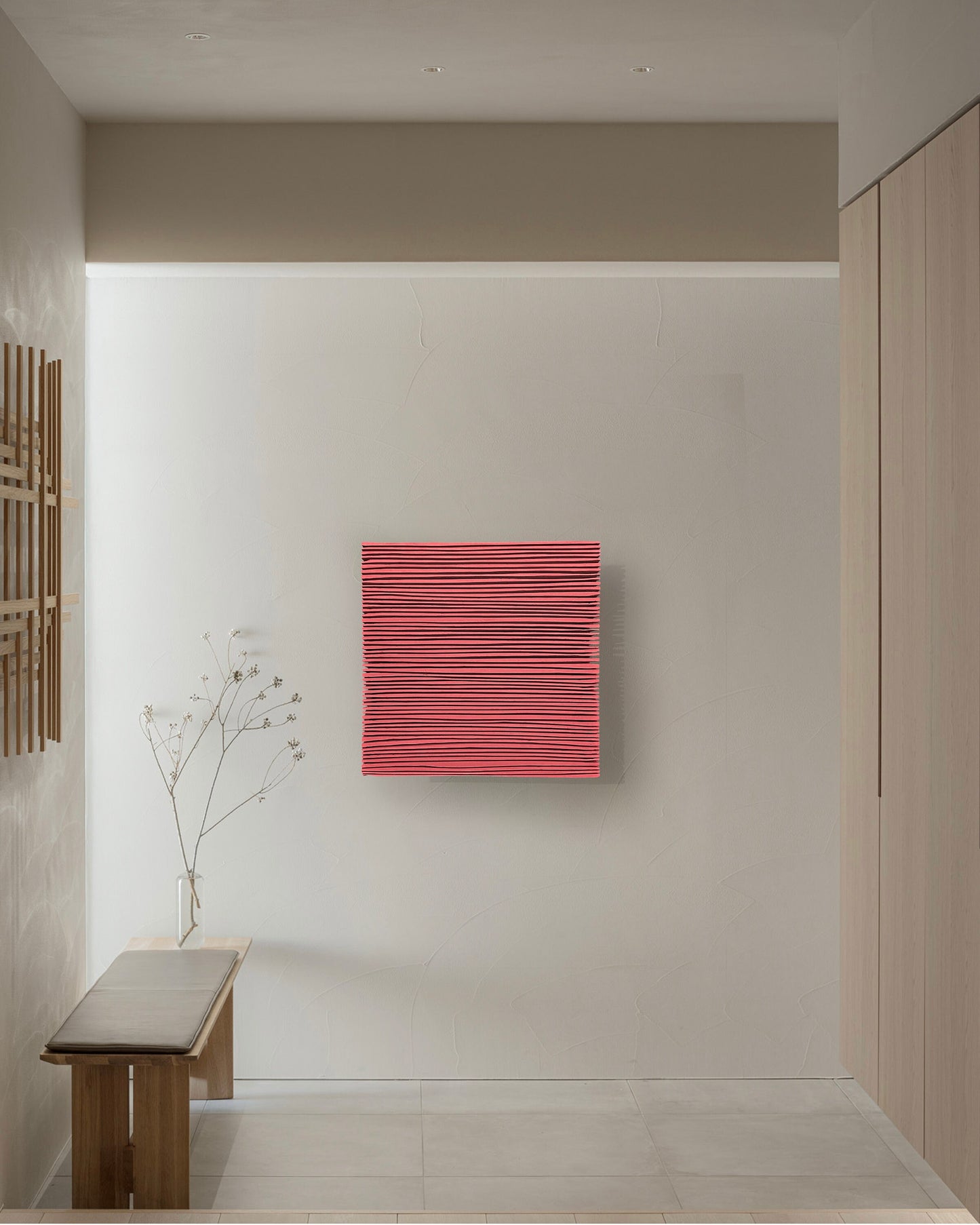 Arte de pared de yeso bohemio hecho a mano en relieve de gran tamaño "SHADOW XL" en negro - 36, 45 y 65 pulgadas