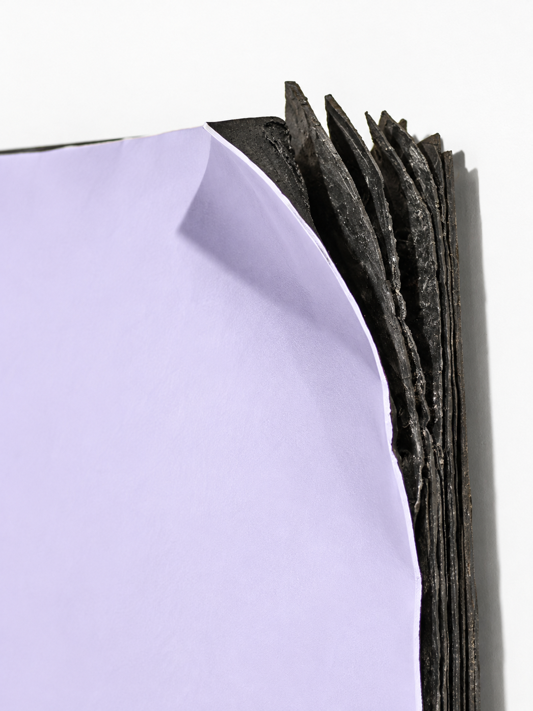 INNER WORLD — Purple, edge detail, lilac face peeling back over layered black plaster