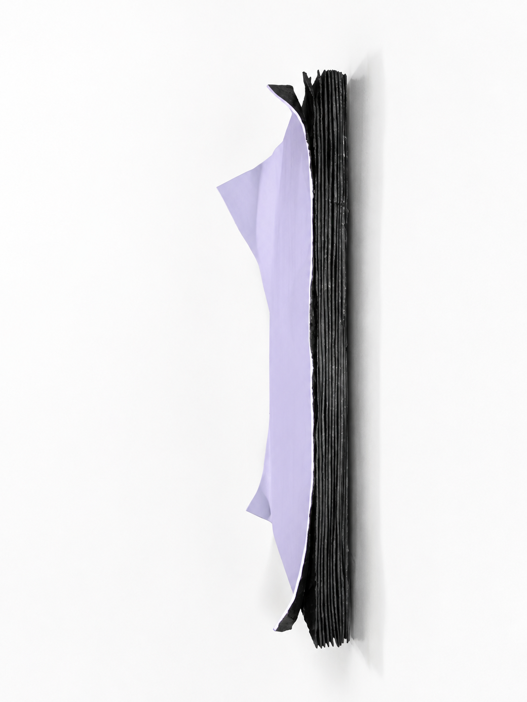 INNER WORLD — Purple, side profile, lilac face over layered black core, white wall