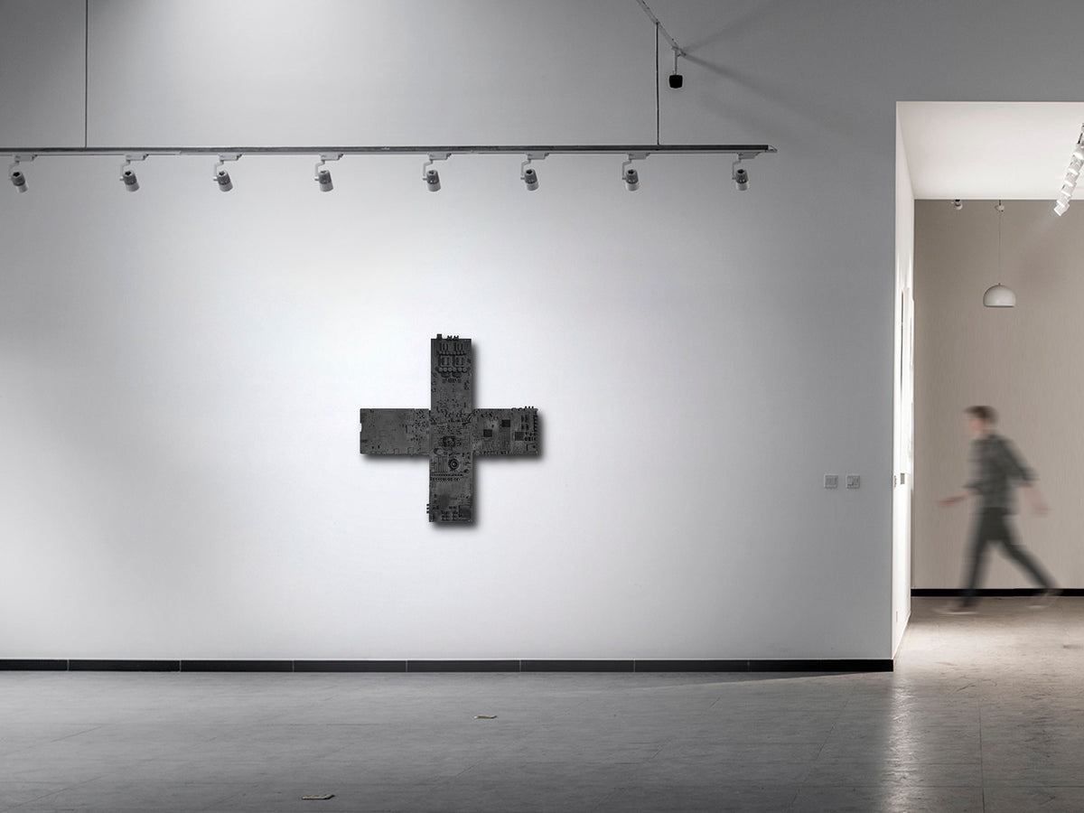 IF GOD IS IN ALL THINGS — gallery installation with visitor walking past, scale view