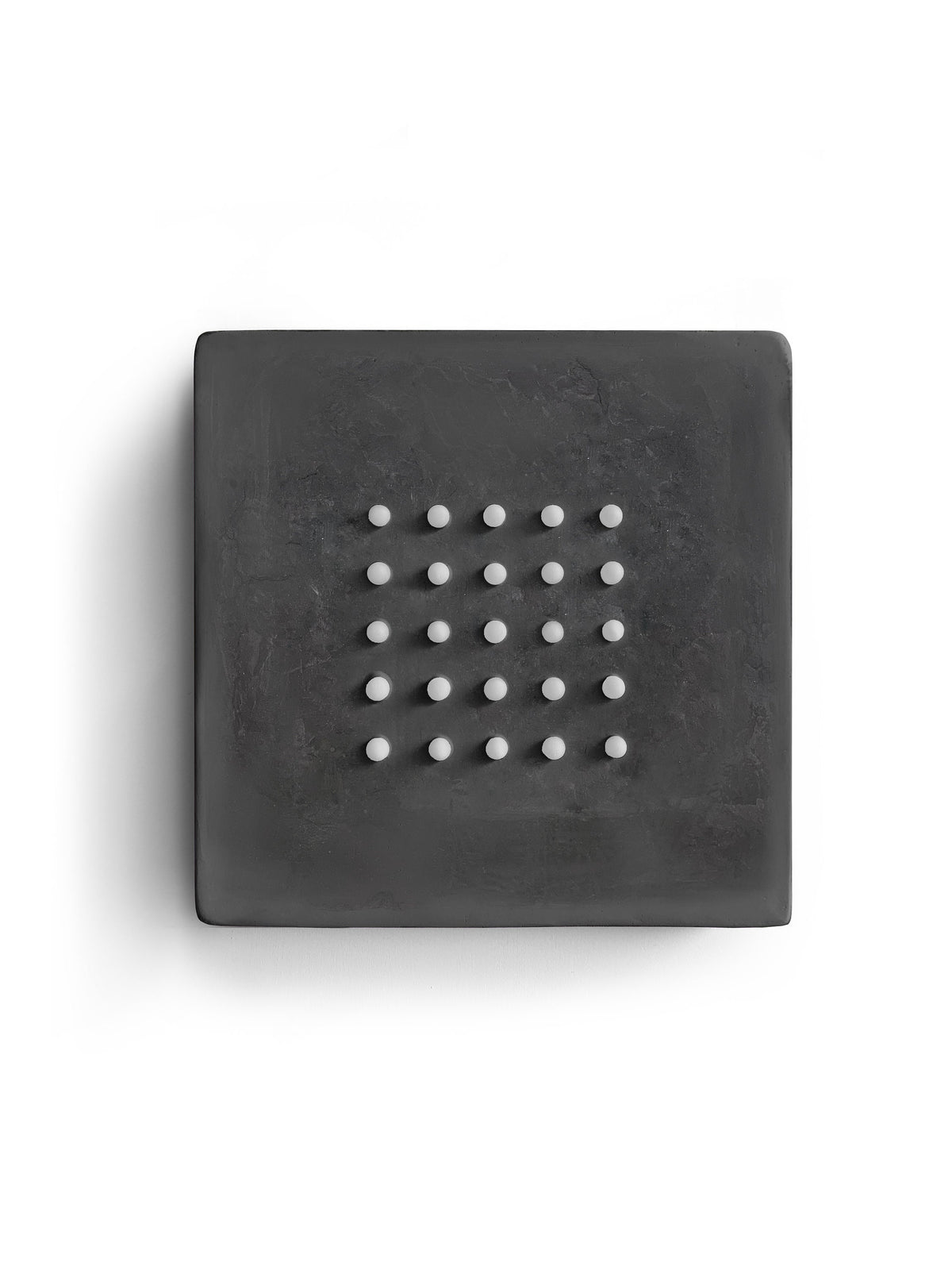 FUNNY DOTS — on Black, white dot grid on charcoal plaster square