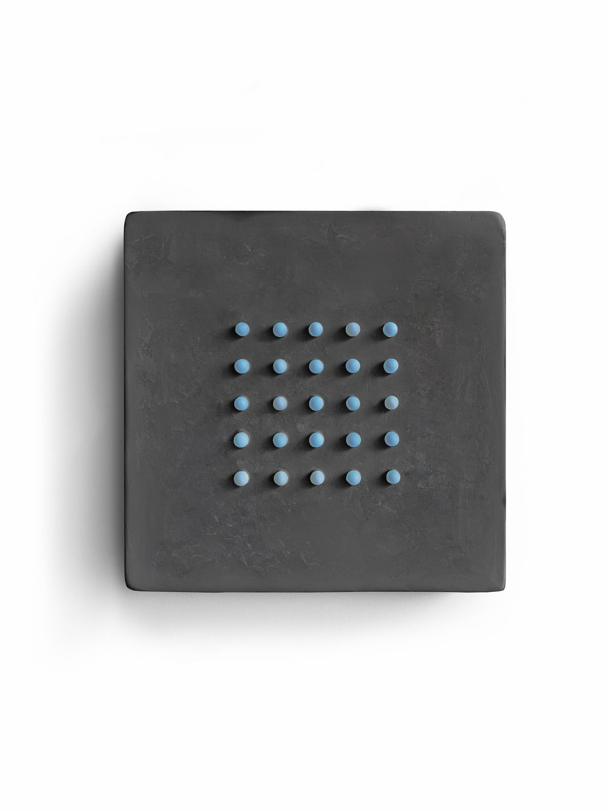 FUNNY DOTS — on Black, light blue dot grid on charcoal plaster square