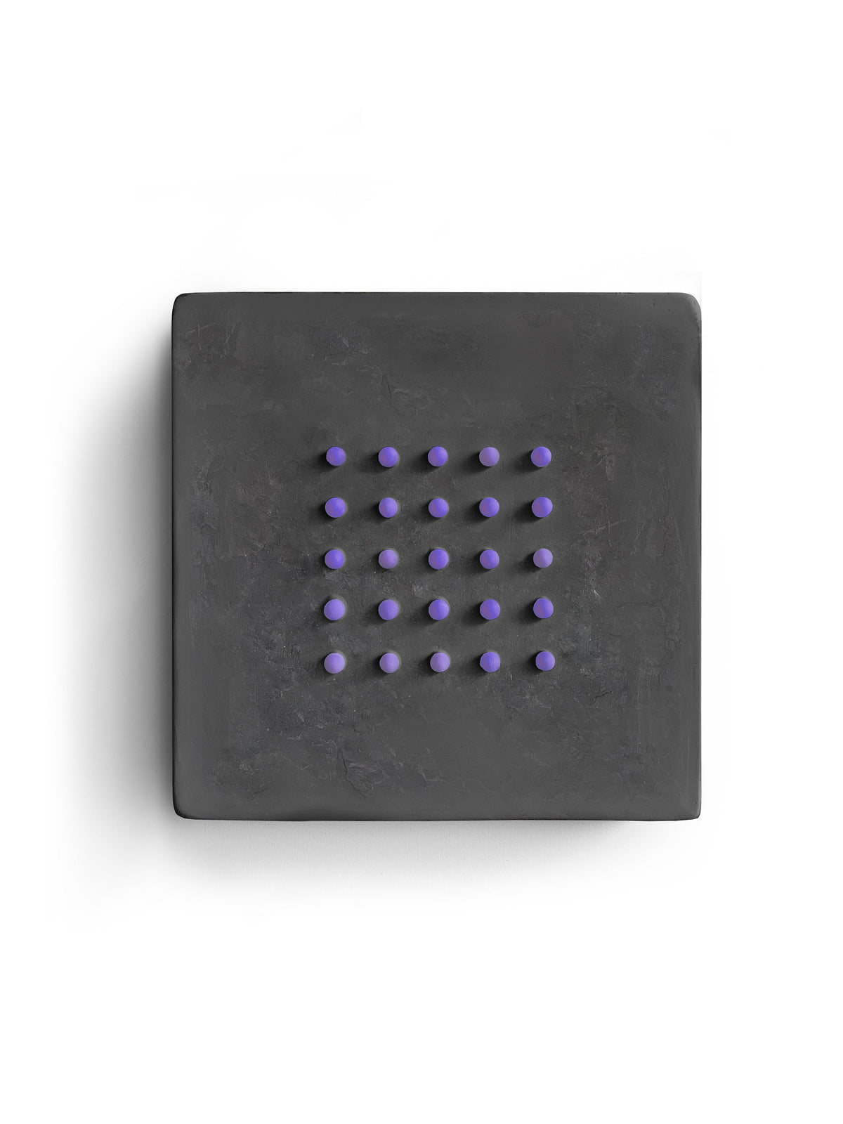 FUNNY DOTS — on Black, violet dot grid on charcoal plaster square