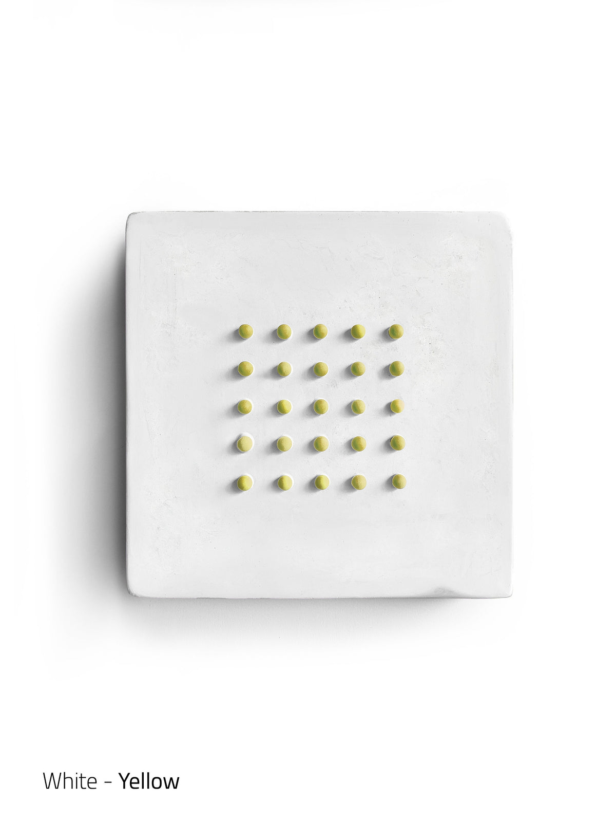 FUNNY DOTS — on White, white plaster square with yellow dot grid