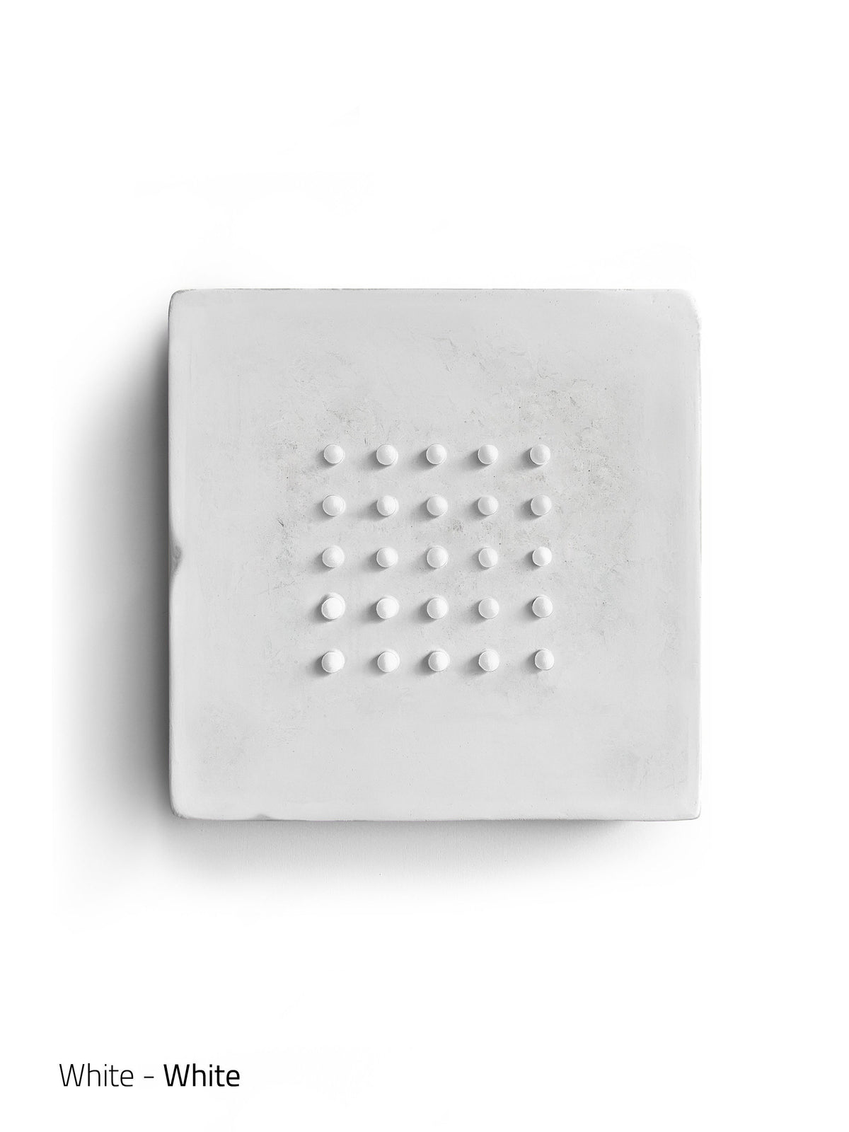 FUNNY DOTS — on White, tonal white dots on white plaster square
