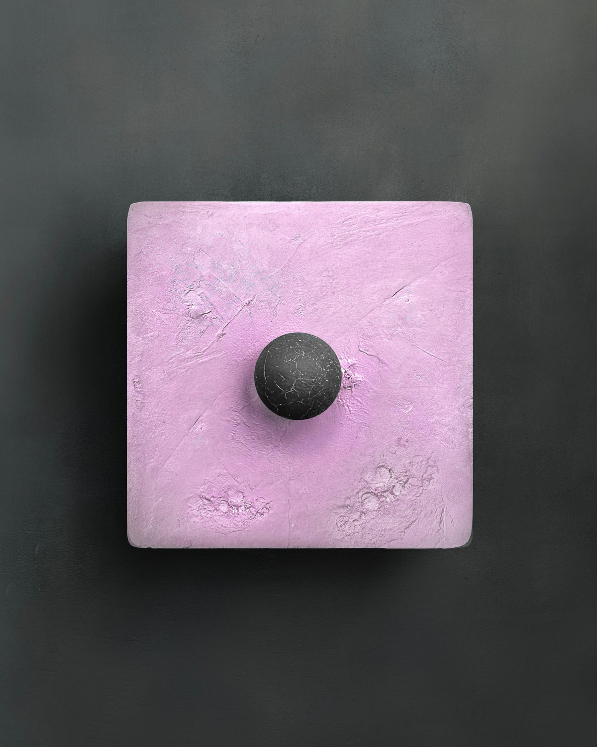 DOT — Pink with black, pink plaster square with matte black sphere