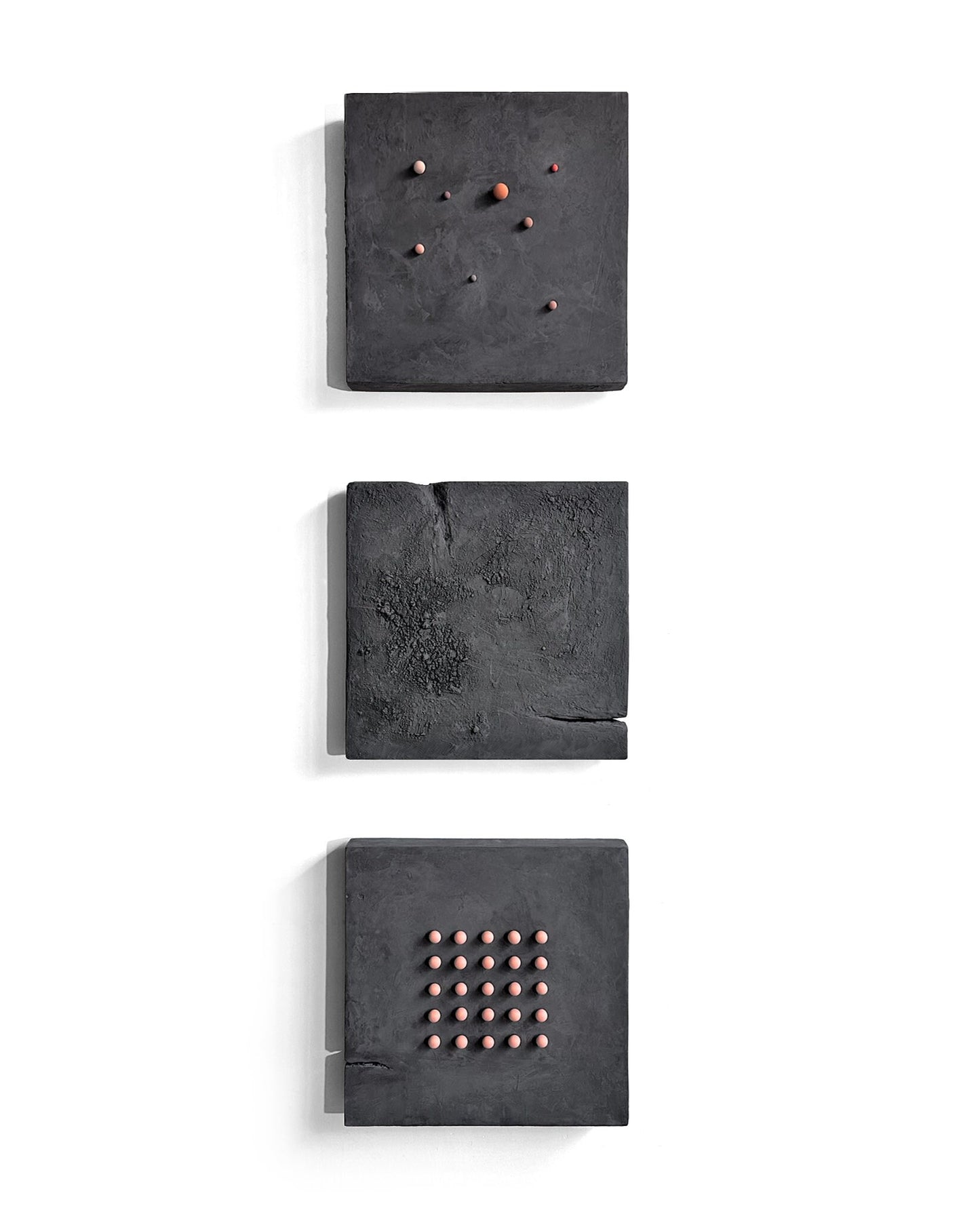 Juego de 3 piezas, juego de arte de pared de yeso estilo boho, decoración de yeso 3D negro "SET # 3 Otoño" 16 x 16 x 2 pulgadas cada pieza