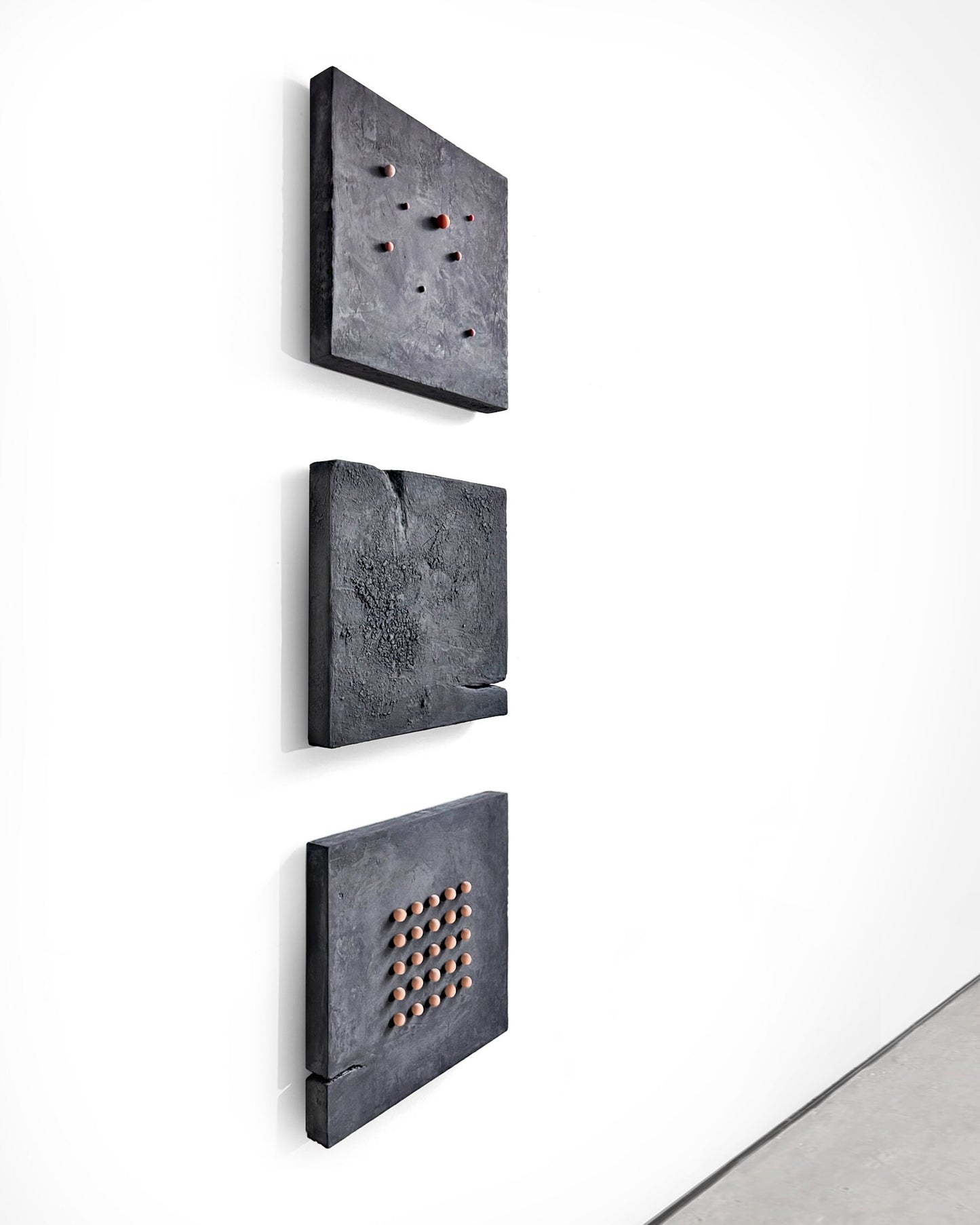 Juego de 3 piezas, juego de arte de pared de yeso estilo boho, decoración de yeso 3D negro "SET # 3 Otoño" 16 x 16 x 2 pulgadas cada pieza
