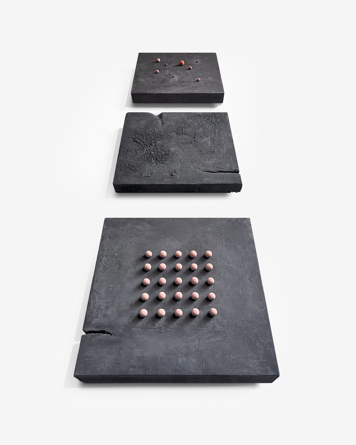 Juego de 3 piezas, juego de arte de pared de yeso estilo boho, decoración de yeso 3D negro "SET # 3 Otoño" 16 x 16 x 2 pulgadas cada pieza