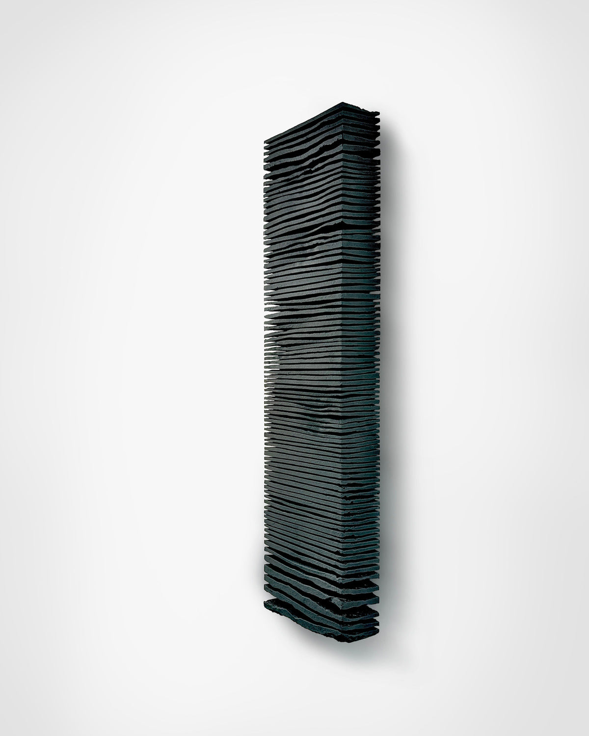 SHADOW — Noir Midnight, wall installation, narrow black sculptural column, contemporary interior
