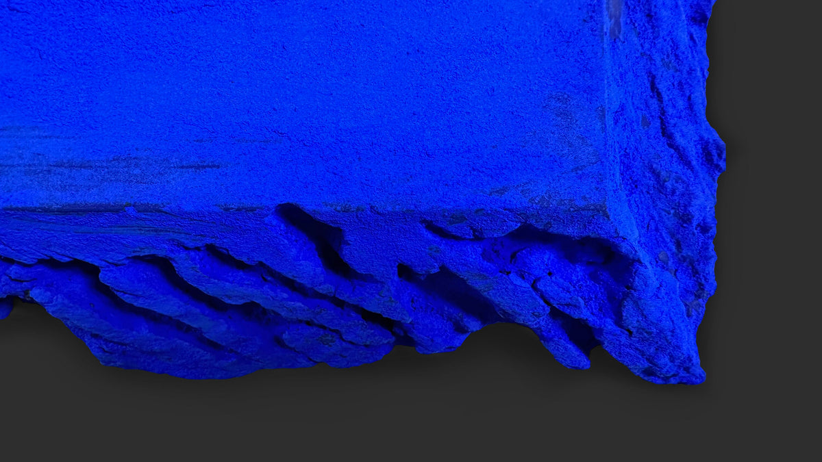 AND THEN — Ultramarine Blue, surface texture, ridge pattern under raking light, deep blue