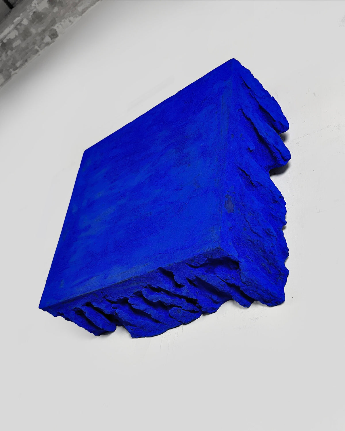 AND THEN — Ultramarine Blue, top-down view, surface complexity, fiber-reinforced plaster