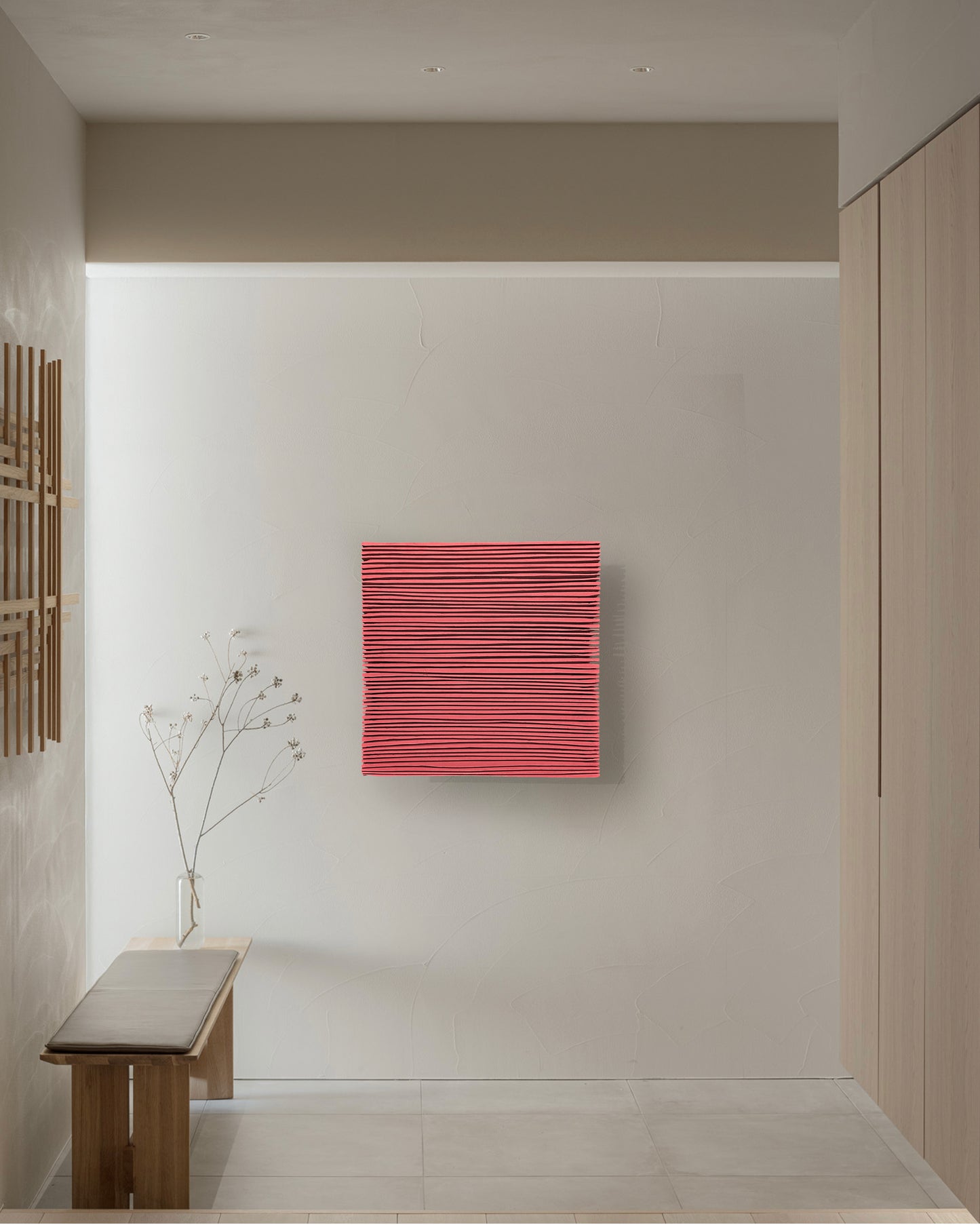 Arte de pared de yeso bohemio hecho a mano en relieve de gran tamaño "SHADOW XL" en negro - 36, 45 y 65 pulgadas